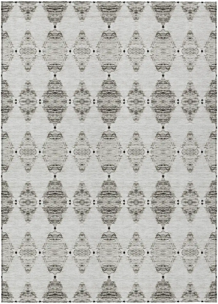 Taupe Beige And Coffee Moroccan Washable Indoor Outdoor Area Rug Photo 2