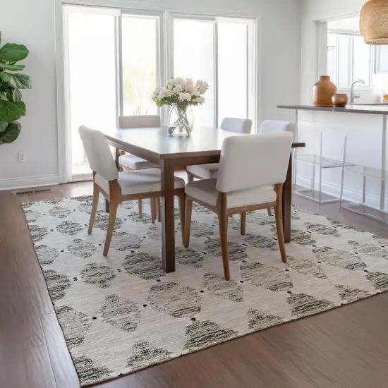 Taupe Beige And Coffee Moroccan Washable Indoor Outdoor Area Rug Photo 8