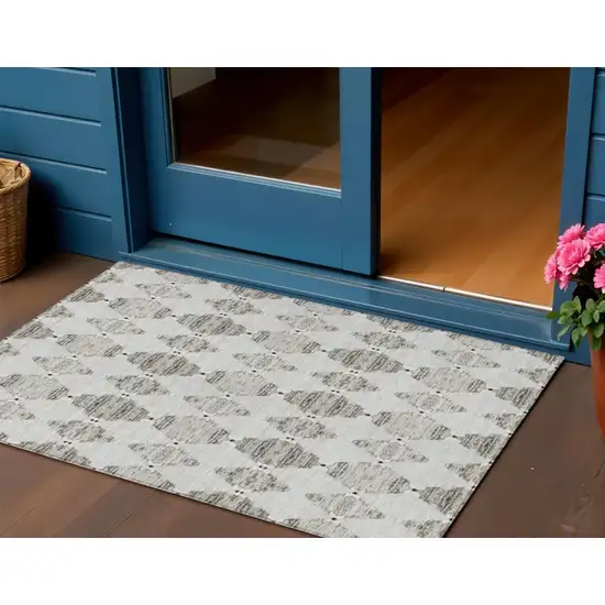 Taupe Beige And Coffee Moroccan Washable Indoor Outdoor Area Rug Photo 1