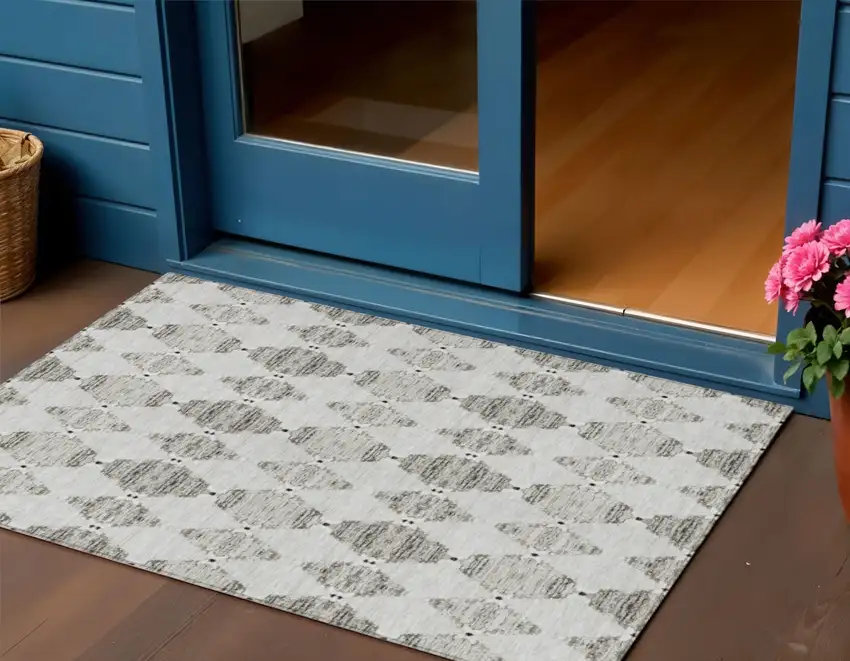 Taupe Beige And Coffee Moroccan Washable Indoor Outdoor Area Rug Photo 1