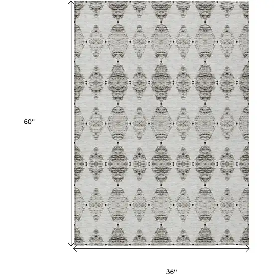 Taupe Beige And Coffee Moroccan Washable Indoor Outdoor Area Rug Photo 3
