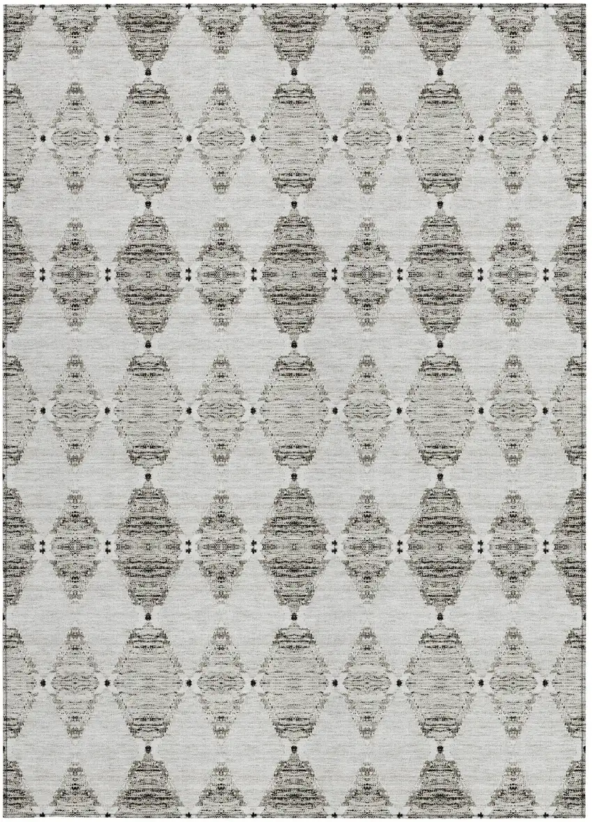 Taupe Beige And Coffee Moroccan Washable Indoor Outdoor Area Rug Photo 5
