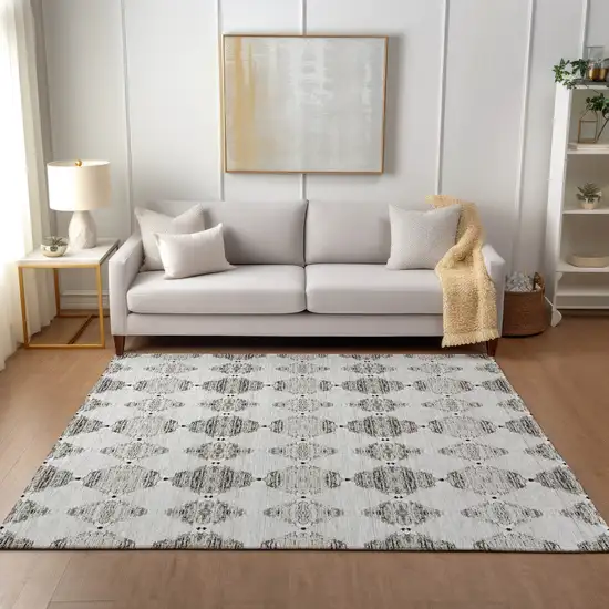 Taupe Beige And Coffee Moroccan Washable Indoor Outdoor Area Rug Photo 7