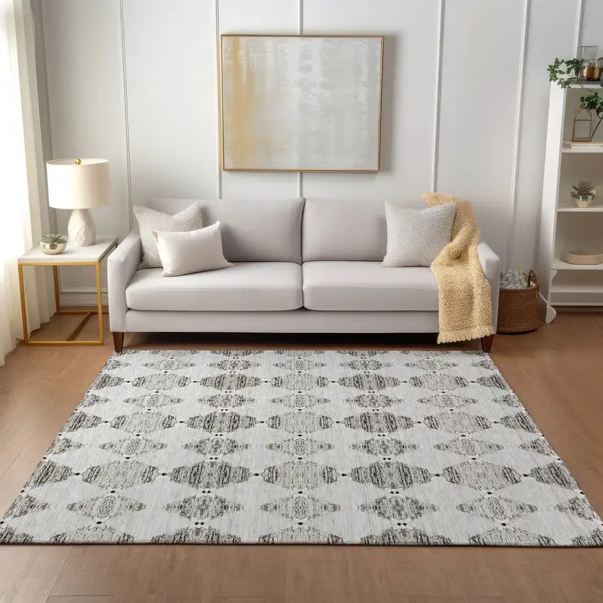Taupe Beige And Coffee Moroccan Washable Indoor Outdoor Area Rug Photo 7