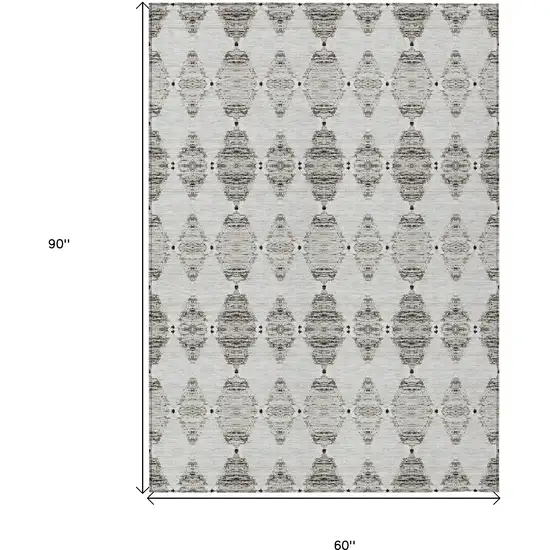 Taupe Beige And Coffee Moroccan Washable Indoor Outdoor Area Rug Photo 3