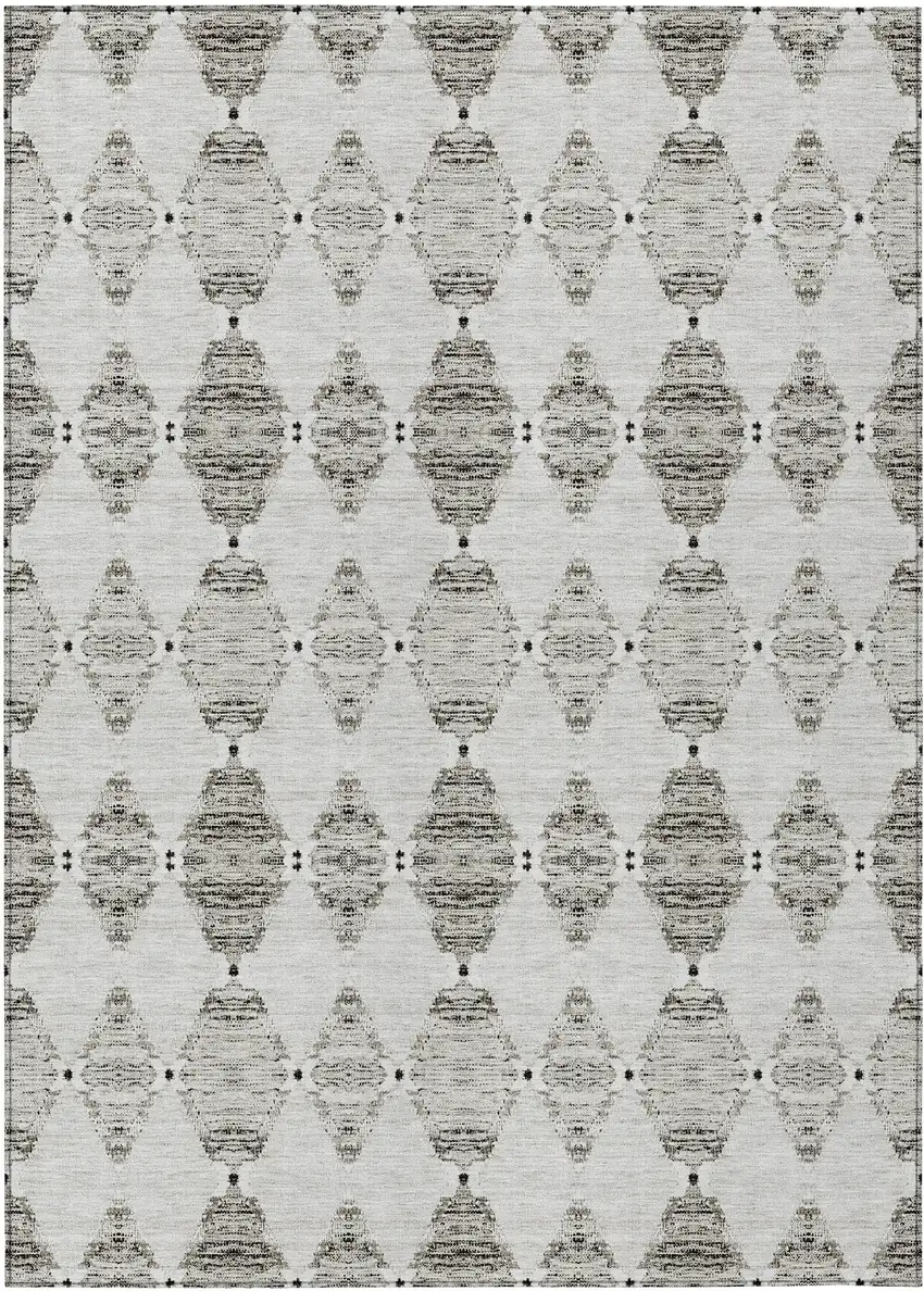 Taupe Beige And Coffee Moroccan Washable Indoor Outdoor Area Rug Photo 2