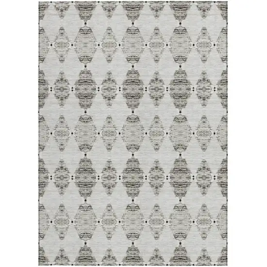 Taupe Beige And Coffee Moroccan Washable Indoor Outdoor Area Rug Photo 5