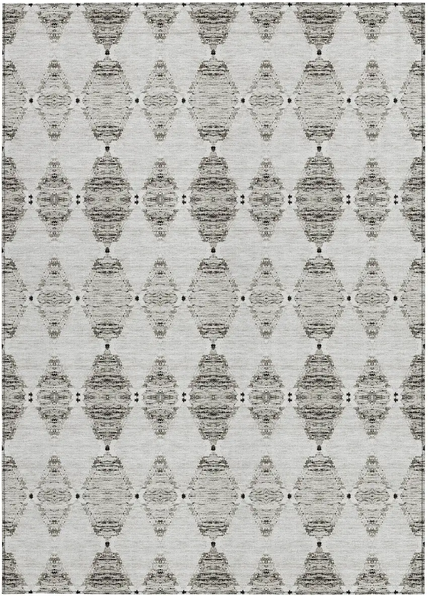 Taupe Beige And Coffee Moroccan Washable Indoor Outdoor Area Rug Photo 5