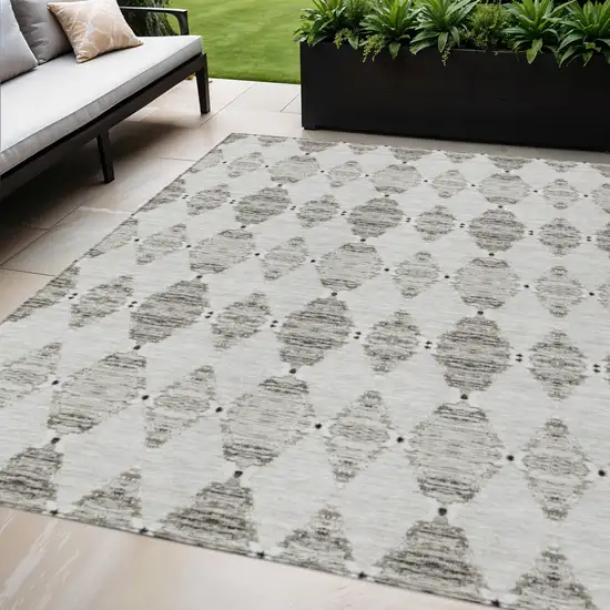 Taupe Beige And Coffee Moroccan Washable Indoor Outdoor Area Rug Photo 1
