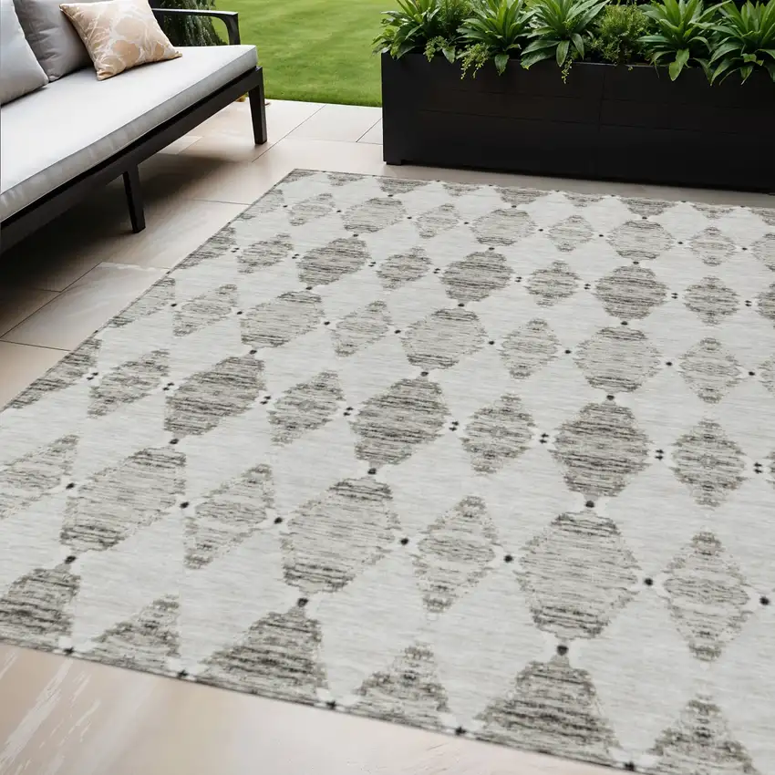 Taupe Beige And Coffee Moroccan Washable Indoor Outdoor Area Rug Photo 1