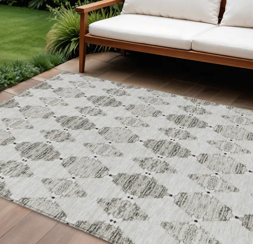 Taupe Beige And Coffee Moroccan Washable Indoor Outdoor Area Rug Photo 1