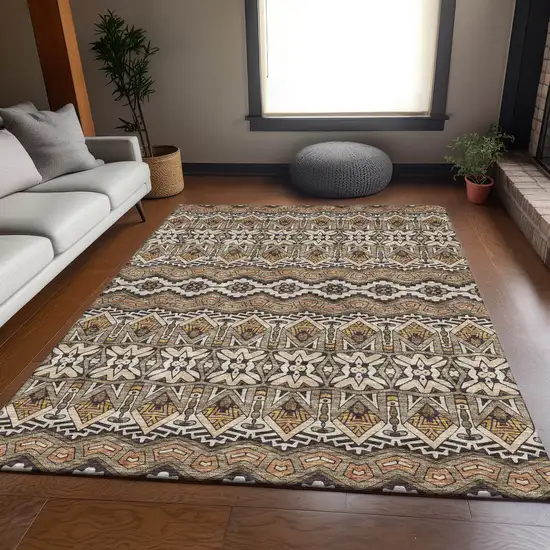 Taupe Beige And Copper Moroccan Washable Area Rug With UV Protection Photo 6