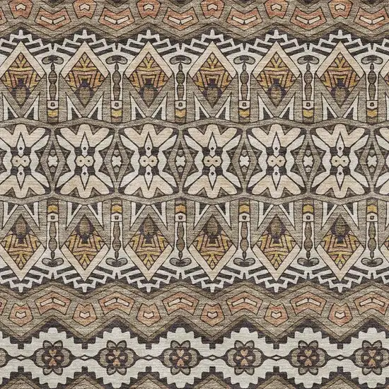 Taupe Beige And Copper Moroccan Washable Area Rug With UV Protection Photo 3