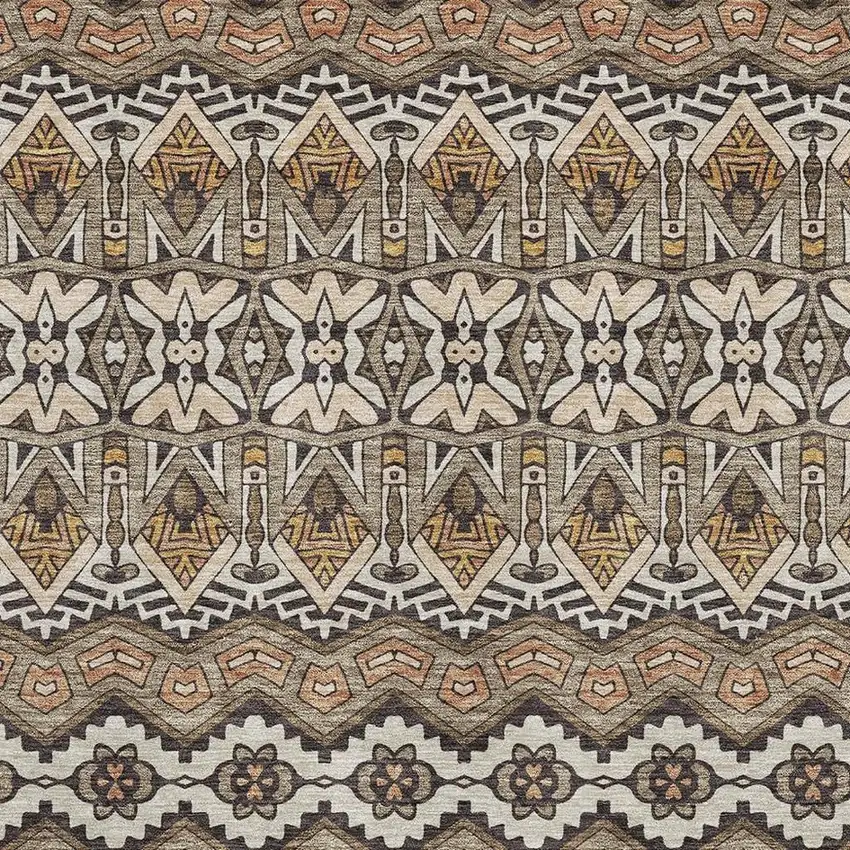 Taupe Beige And Copper Moroccan Washable Area Rug With UV Protection Photo 3