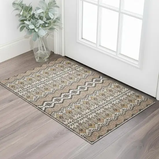 Taupe Beige And Copper Moroccan Washable Area Rug With UV Protection Photo 2