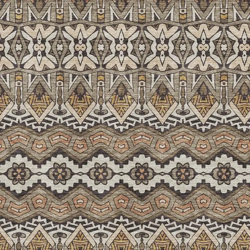 Taupe Beige And Copper Moroccan Washable Area Rug With UV Protection Photo 3