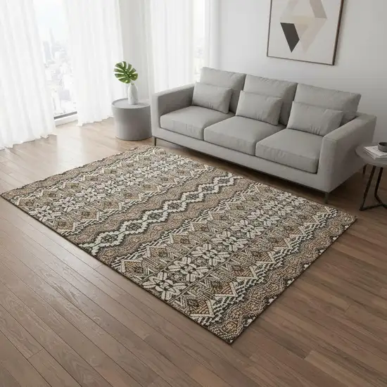 Taupe Beige And Copper Moroccan Washable Area Rug With UV Protection Photo 2
