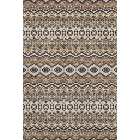 Taupe Beige And Copper Moroccan Washable Area Rug With UV Protection Photo 1