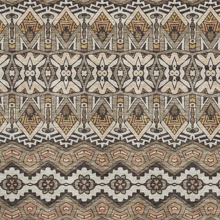 Taupe Beige And Copper Moroccan Washable Area Rug With UV Protection Photo 3