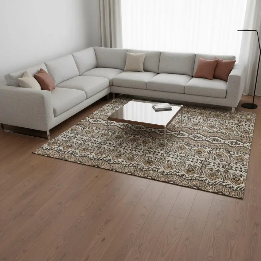 Taupe Beige And Copper Moroccan Washable Area Rug With UV Protection Photo 2