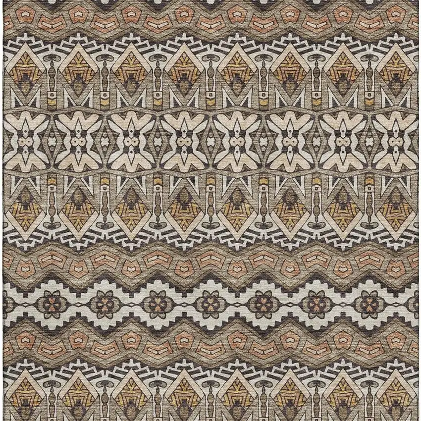 Taupe Beige And Copper Moroccan Washable Area Rug With UV Protection Photo 4
