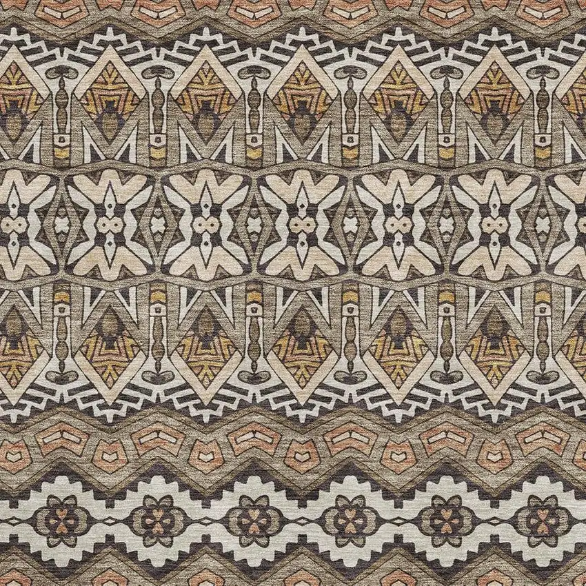 Taupe Beige And Copper Moroccan Washable Area Rug With UV Protection Photo 3