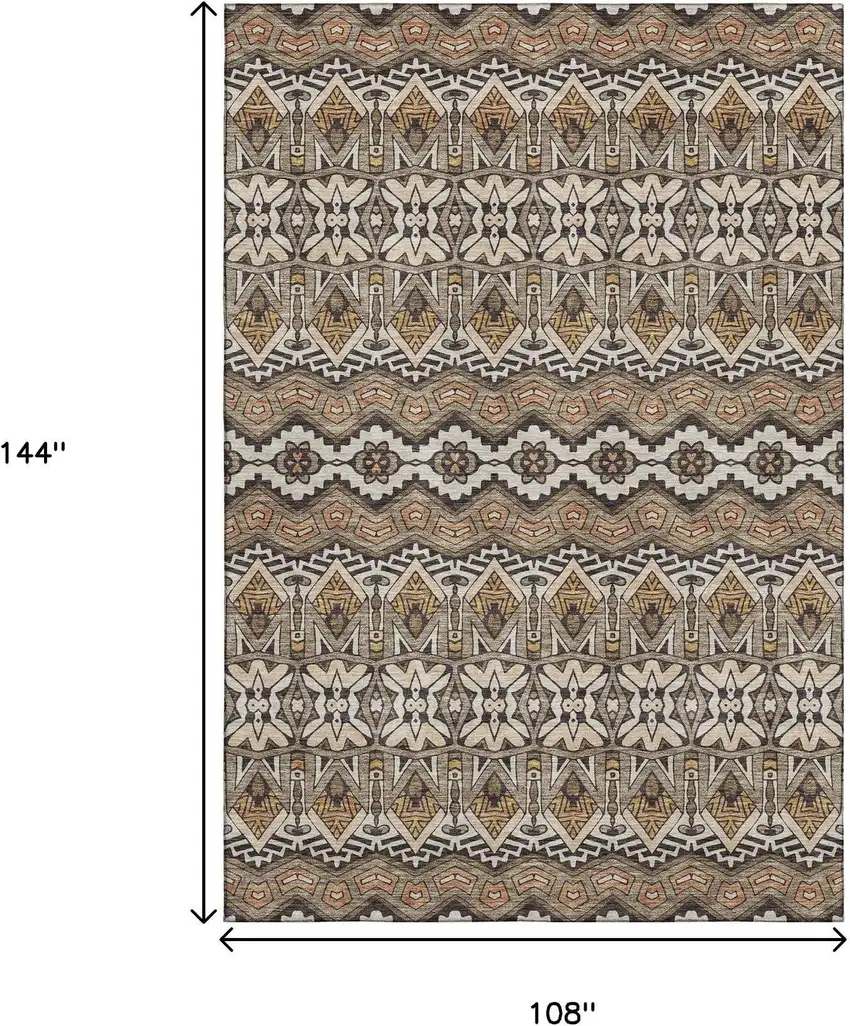 Taupe Beige And Copper Moroccan Washable Area Rug With UV Protection Photo 3