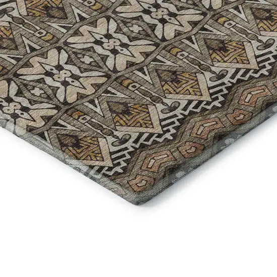 Taupe Beige And Copper Moroccan Washable Area Rug With UV Protection Photo 8