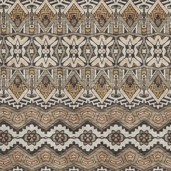 Taupe Beige And Copper Moroccan Washable Area Rug With UV Protection Photo 3