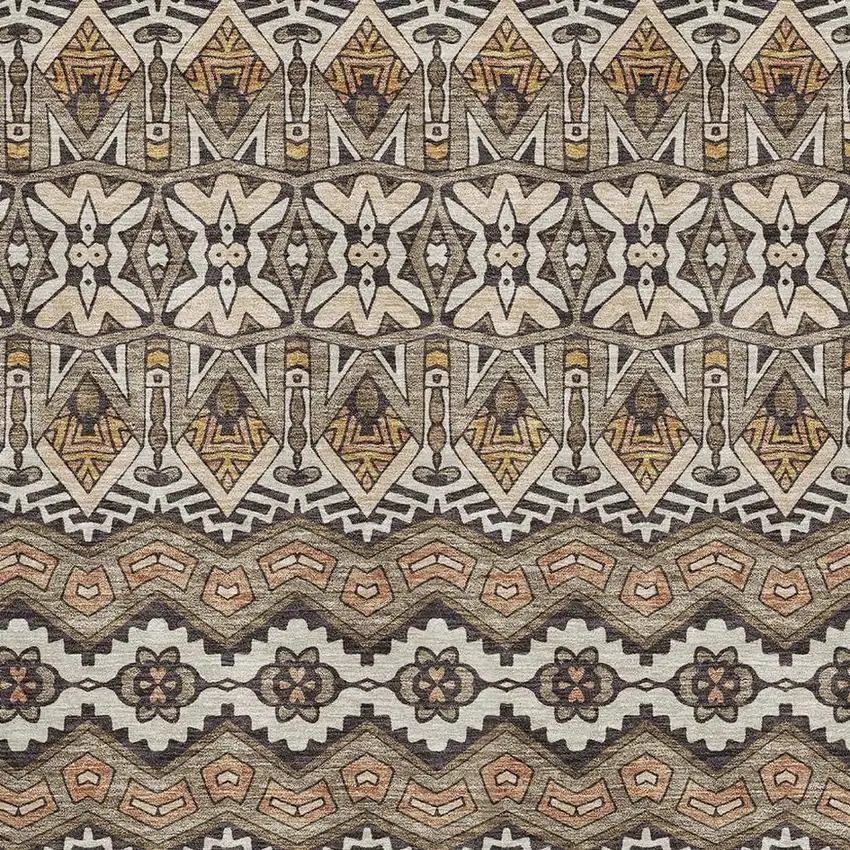 Taupe Beige And Copper Moroccan Washable Area Rug With UV Protection Photo 3