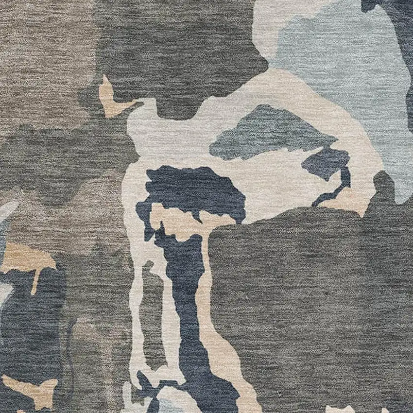 Taupe Beige And Cream Abstract Washable Area Rug With UV Protection Photo 3