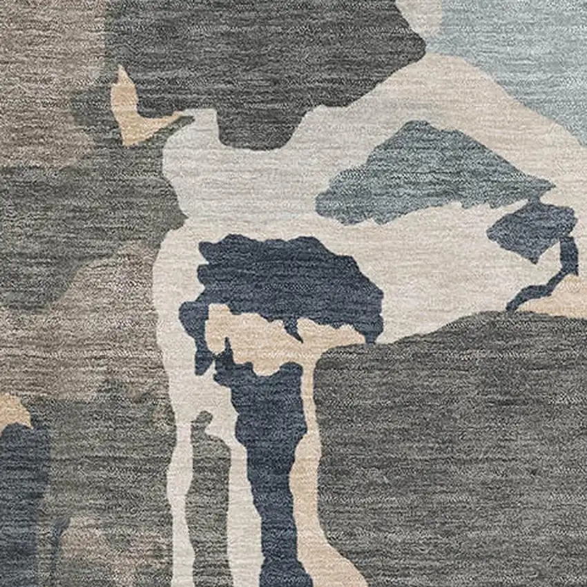 Taupe Beige And Cream Abstract Washable Area Rug With UV Protection Photo 3