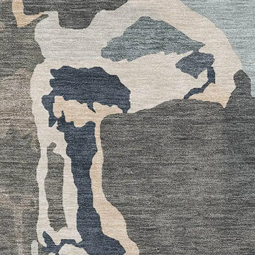 Taupe Beige And Cream Abstract Washable Area Rug With UV Protection Photo 2