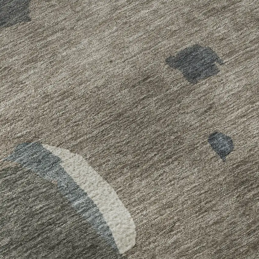 Taupe Beige And Cream Abstract Washable Area Rug With UV Protection Photo 9