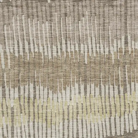 Taupe Beige And Cream Striped Washable Area Rug With UV Protection Photo 3