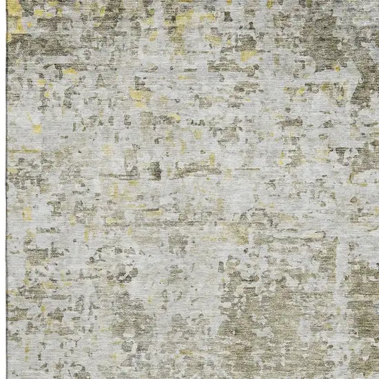 Taupe Beige And Gold Abstract Washable Area Rug With UV Protection Photo 4