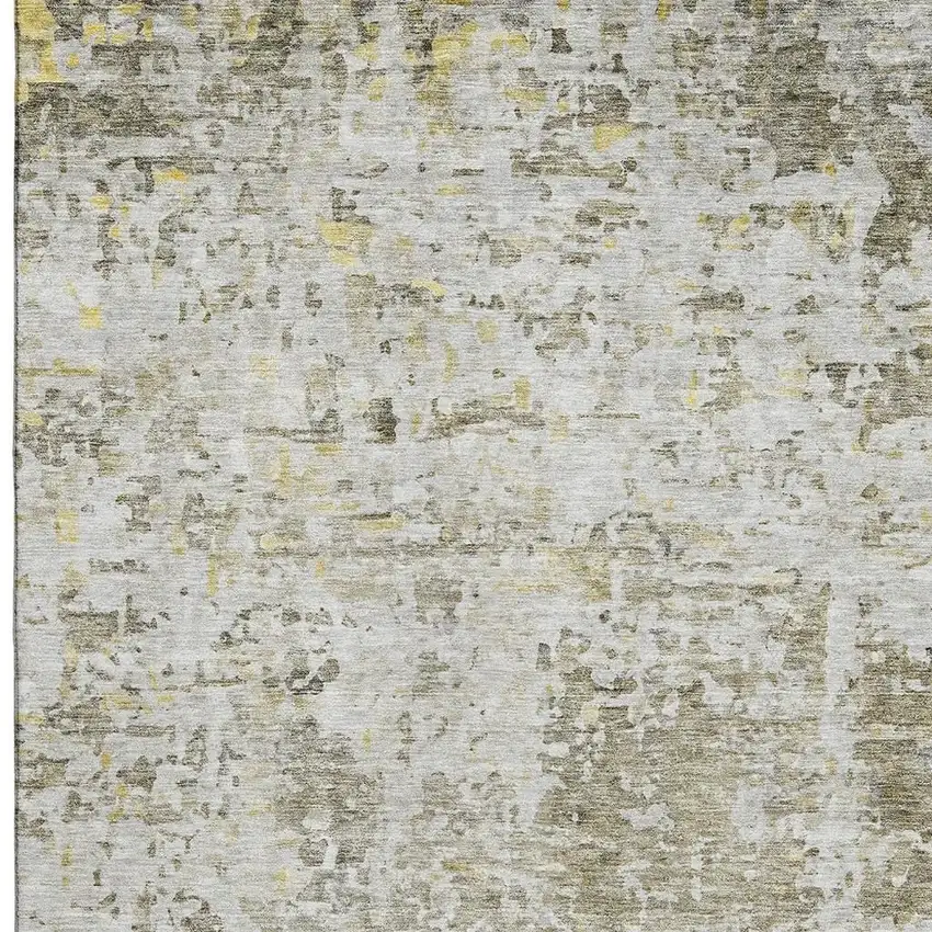 Taupe Beige And Gold Abstract Washable Area Rug With UV Protection Photo 4