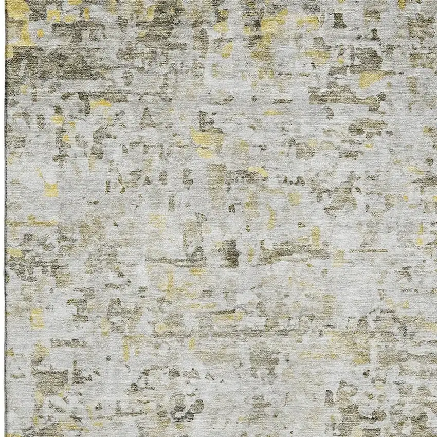 Taupe Beige And Gold Abstract Washable Area Rug With UV Protection Photo 3