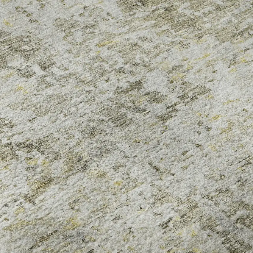 Taupe Beige And Gold Abstract Washable Area Rug With UV Protection Photo 1