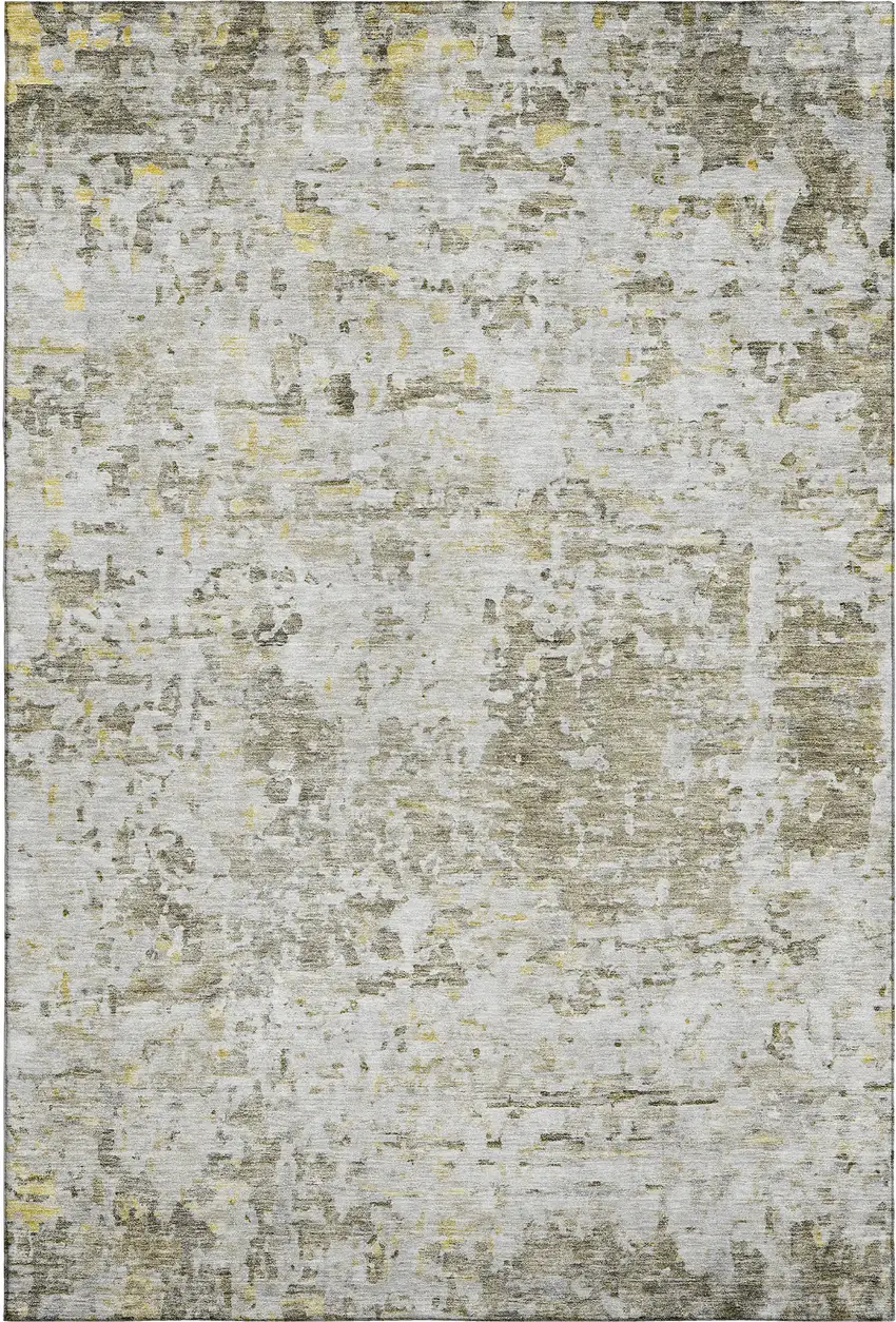 Taupe Beige And Gold Abstract Washable Area Rug With UV Protection Photo 5