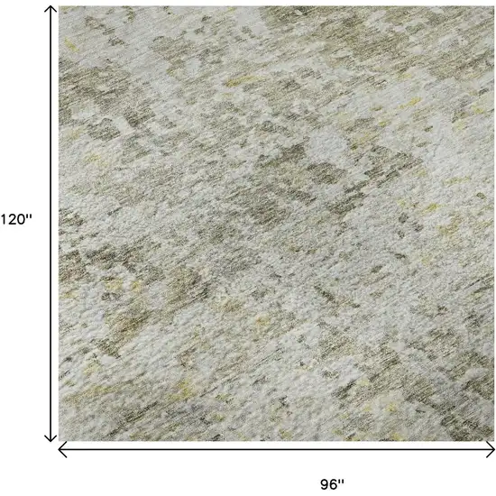 Taupe Beige And Gold Abstract Washable Area Rug With UV Protection Photo 9