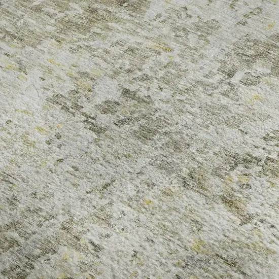 Taupe Beige And Gold Abstract Washable Area Rug With UV Protection Photo 2