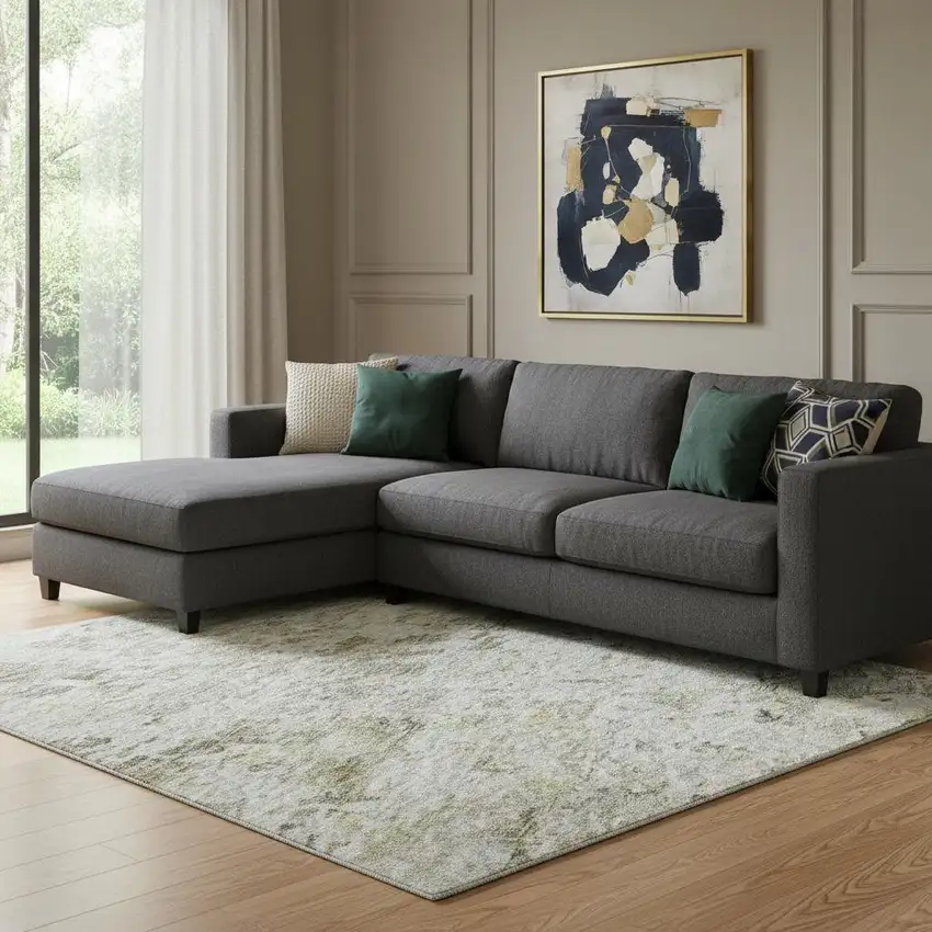 Taupe Beige And Gold Abstract Washable Area Rug With UV Protection Photo 2