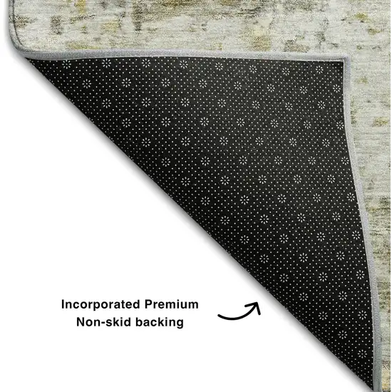 Taupe Beige And Gold Abstract Washable Area Rug With UV Protection Photo 7