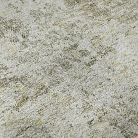 Taupe Beige And Gold Abstract Washable Area Rug With UV Protection Photo 1