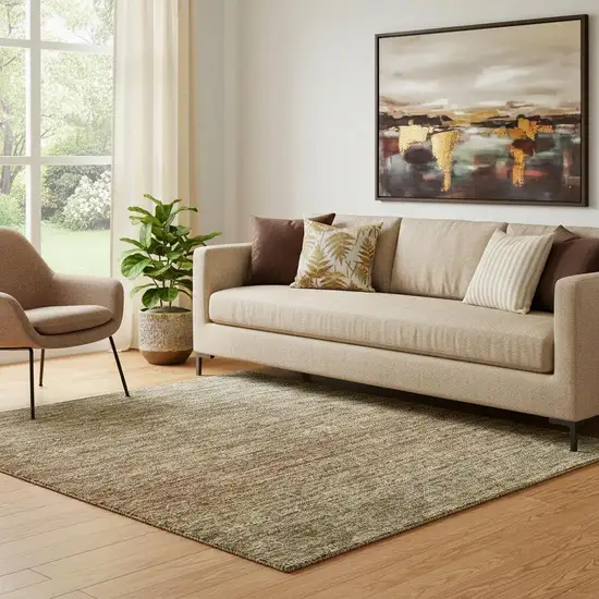 Taupe Beige And Gold Ombre Washable Area Rug With UV Protection Photo 2