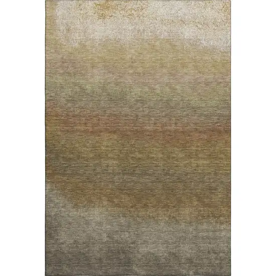 Taupe Beige And Gold Ombre Washable Area Rug With UV Protection Photo 7