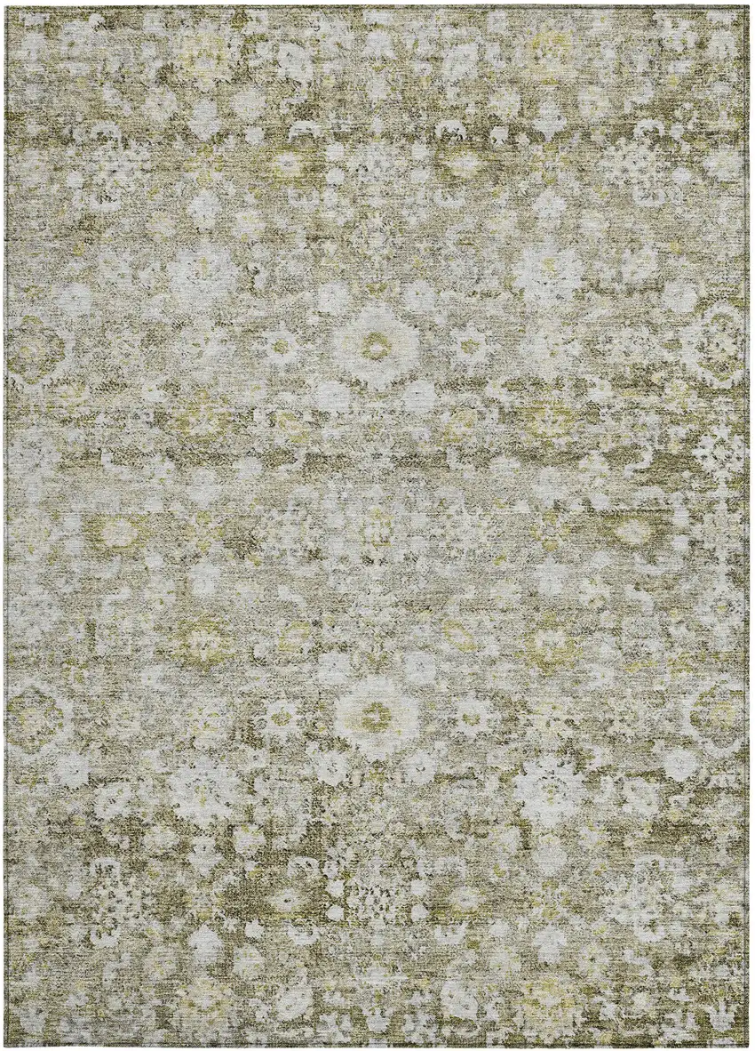 Taupe Beige And Gold Oriental Washable Indoor Outdoor Area Rug Photo 6