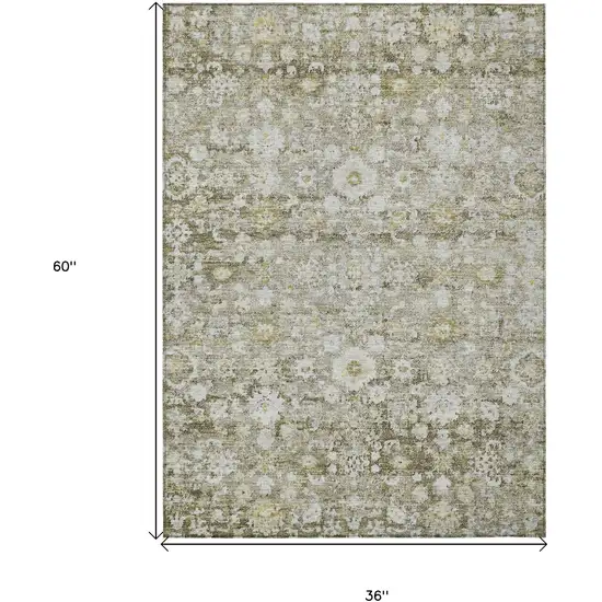 Taupe Beige And Gold Oriental Washable Indoor Outdoor Area Rug Photo 8
