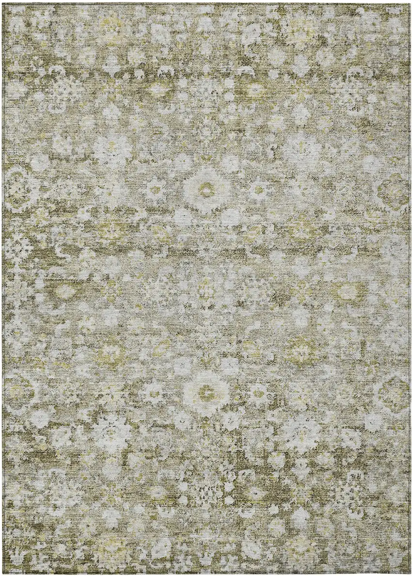 Taupe Beige And Gold Oriental Washable Indoor Outdoor Area Rug Photo 2
